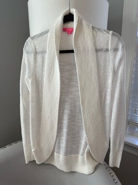 Lilly Pulitzer Open-Front Shawl Collar Cardigan - White